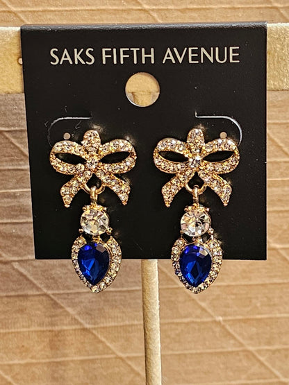 Elegant Blue and Crystal Earrings - Saks Fifth Avenue