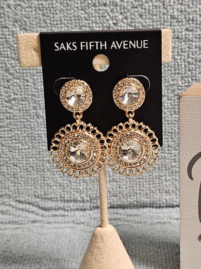 Saks Fifth Avenue Elegant Gold Chandelier Earrings