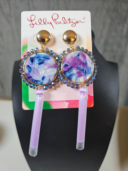 Lilly Pulitzer Statement Earrings with Purple Accents