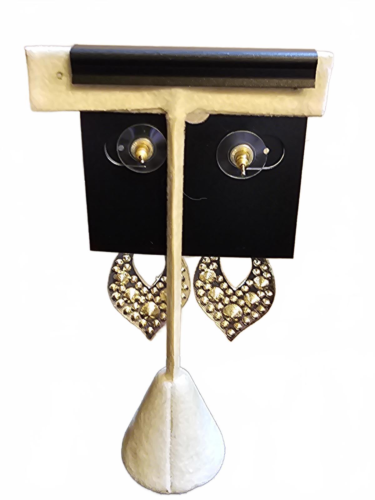 Elegant Goldtone Rhinestone Drop Earrings