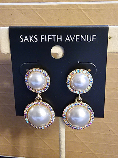 Saks Fifth Avenue Elegant Pearl Drop Earrings