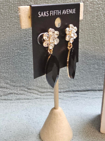 Elegant Black Drop Earrings by Saks Fifth Avenue
