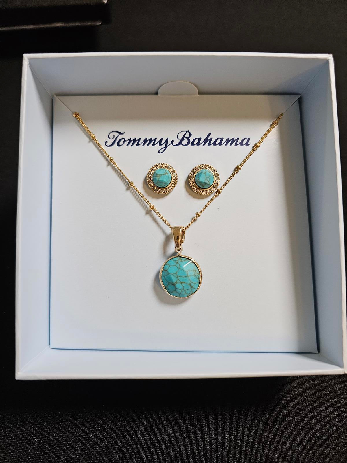 Tommy Bahama Turquoise Jewelry Set - Pendant Necklace & Earrings