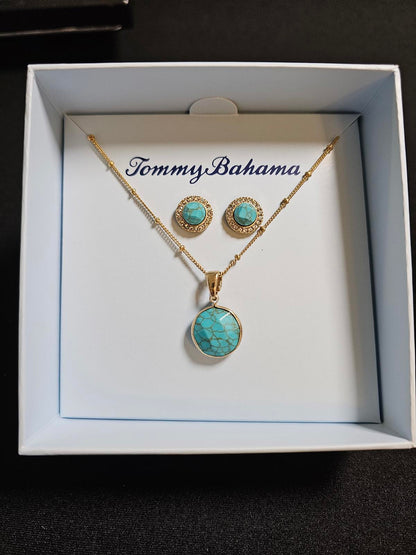 Tommy Bahama Turquoise Jewelry Set - Pendant Necklace & Earrings