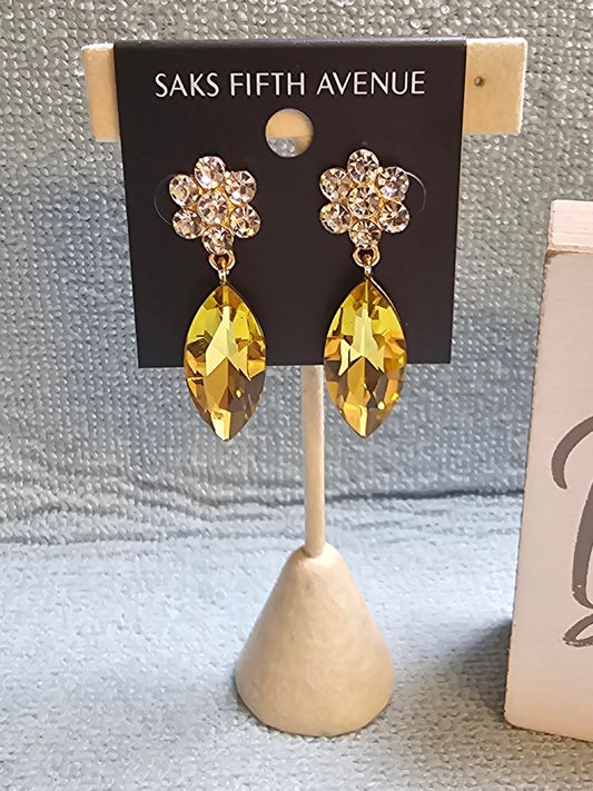 Saks Fifth Avenue Yellow Crystal Earrings