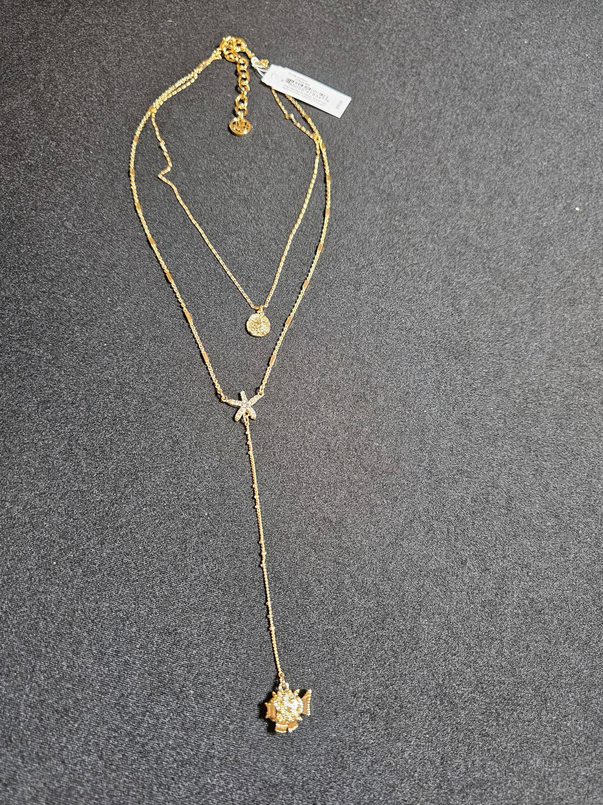 Lilly Pulitzer Gold Layered Necklace with Fish Pendant