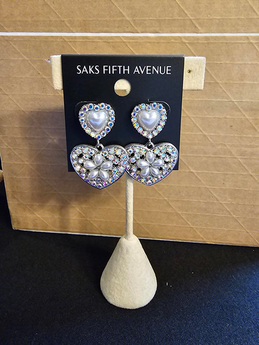 Saks Fifth Avenue Heart-Shaped Earrings with Sparkling Accents