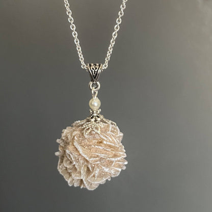 Desert Rose Selenite Necklace, Spirit Guardian, Protection