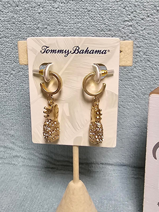 Tommy Bahama Pineapple Charm Hoop Earrings