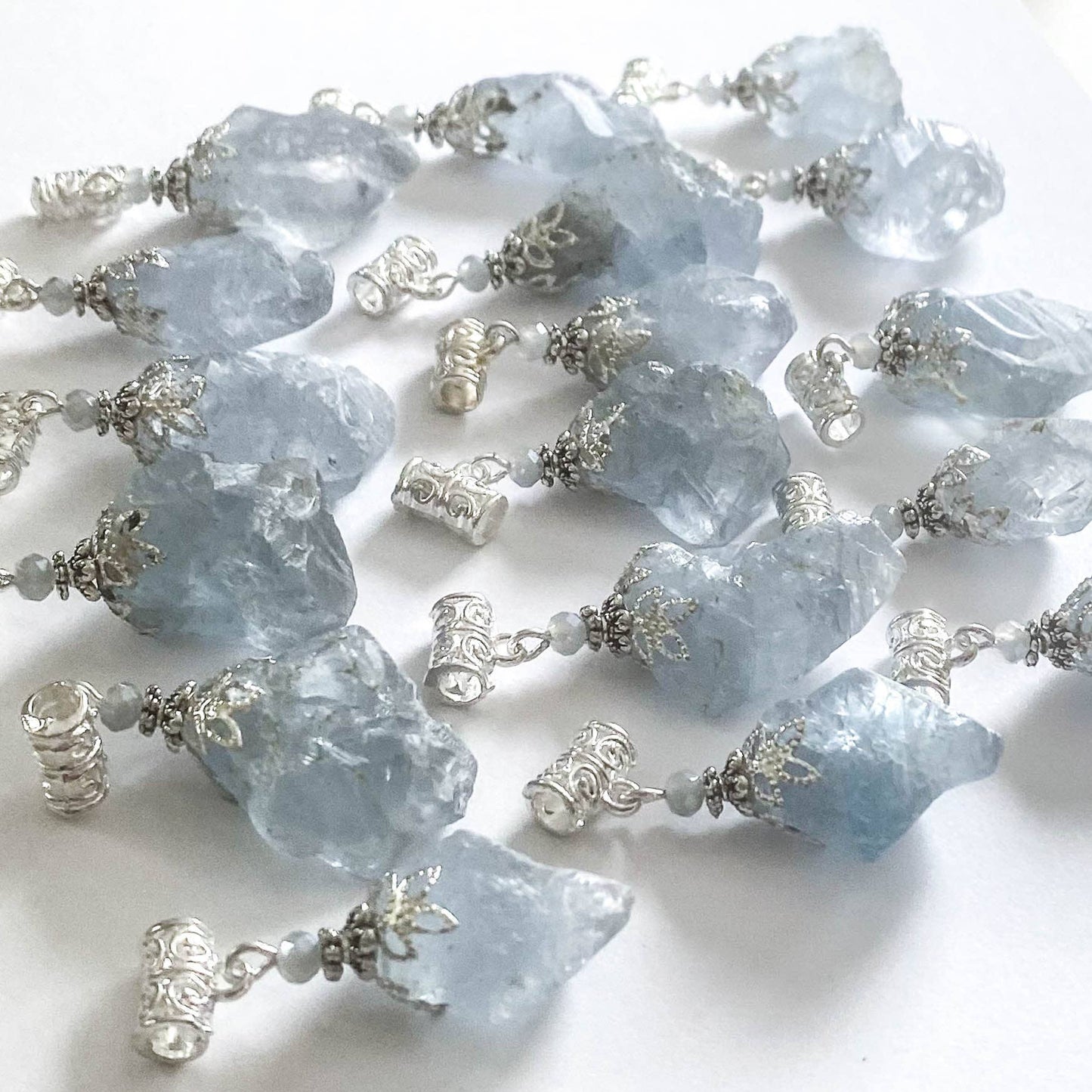 Raw Celestite Pendant, Angelic Communication Healing Energy