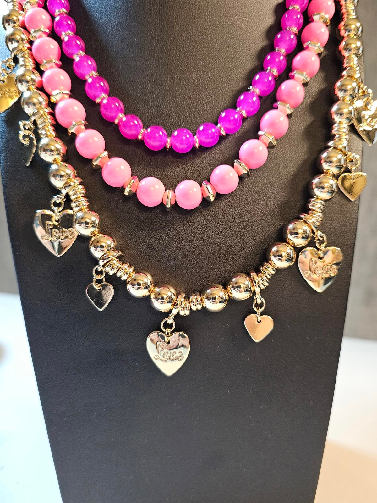 Charming Lilly Pulitzer Heart Pendant Layered Necklace Set