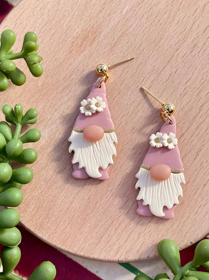 Cute Christmas gnome clay dangle earrings
