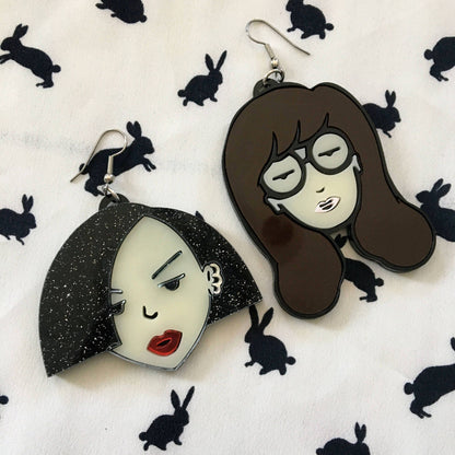 Daria And Jane Cartoon Laser Cut Acrylic Earrings, Laser Cut Acrylic, Plastic Jewelry