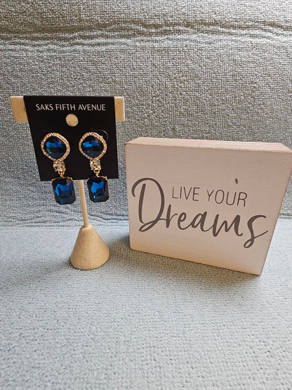 Saks Fifth Avenue Bold Blue Crystal Earrings