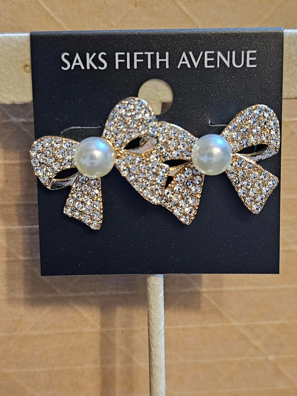 Elegant Crystal Bow Earrings from Saks Fifth Avenue