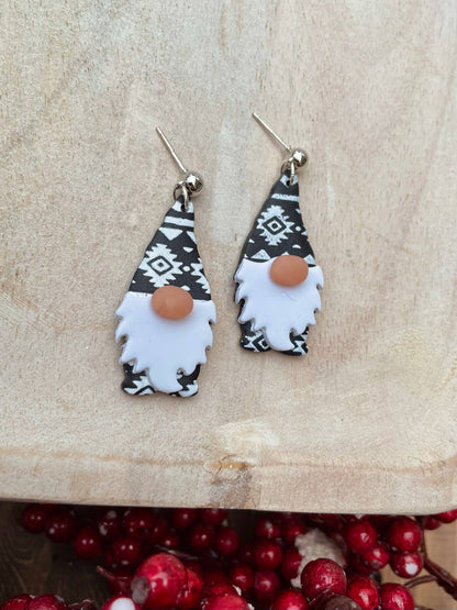 Cute Christmas gnome clay dangle earrings