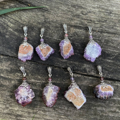 Auralite 23 Pendant, Cluster Healing Energy Necklace, Rare