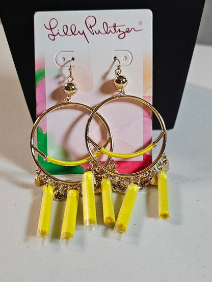 Lilly Pulitzer Yellow Tassel Hoop Earrings