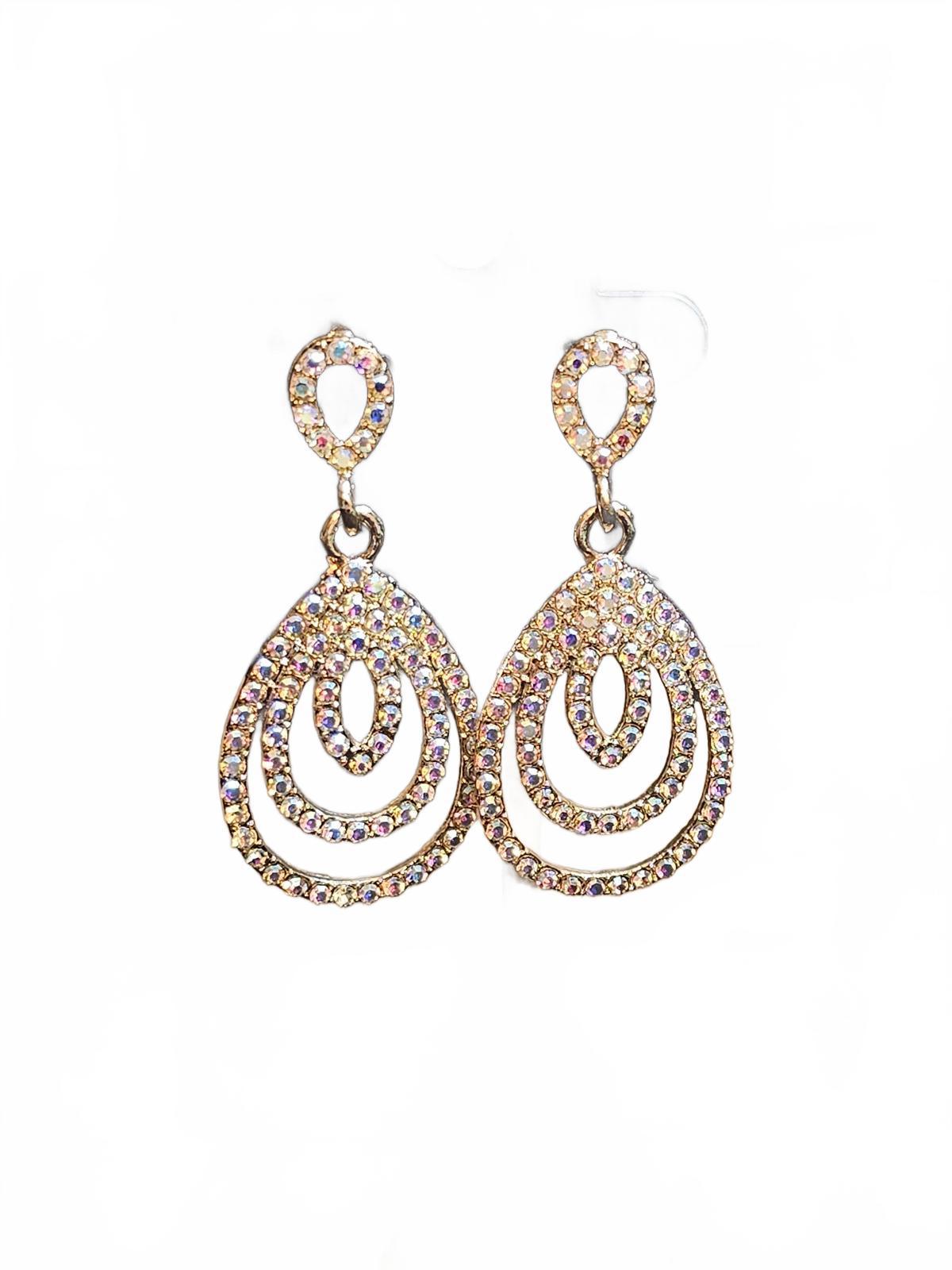 Elegant Teardrop Shimmer Earrings with Rhinestones
