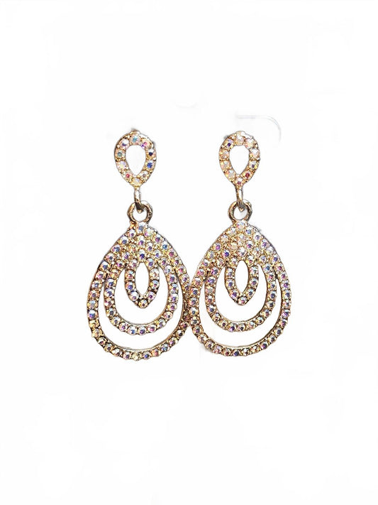 Elegant Teardrop Shimmer Earrings with Rhinestones