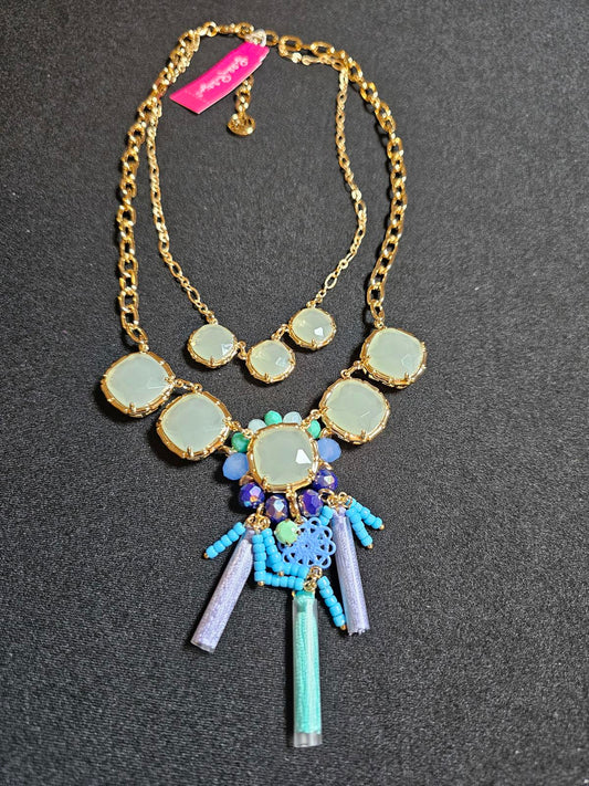 Elegant Lilly Pulitzer Multicolor Statement Necklace with Gold Chain