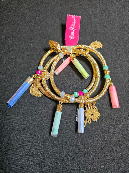 Colorful Lilly Pulitzer Stackable Bracelets Set with Charms