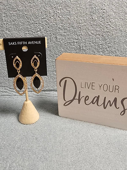 Elegant Black Stone Drop Earrings by Saks Fifth Avenue