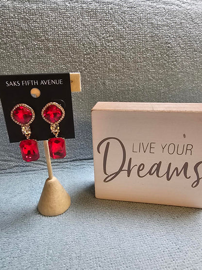 Saks Fifth Avenue Elegant Red Earrings
