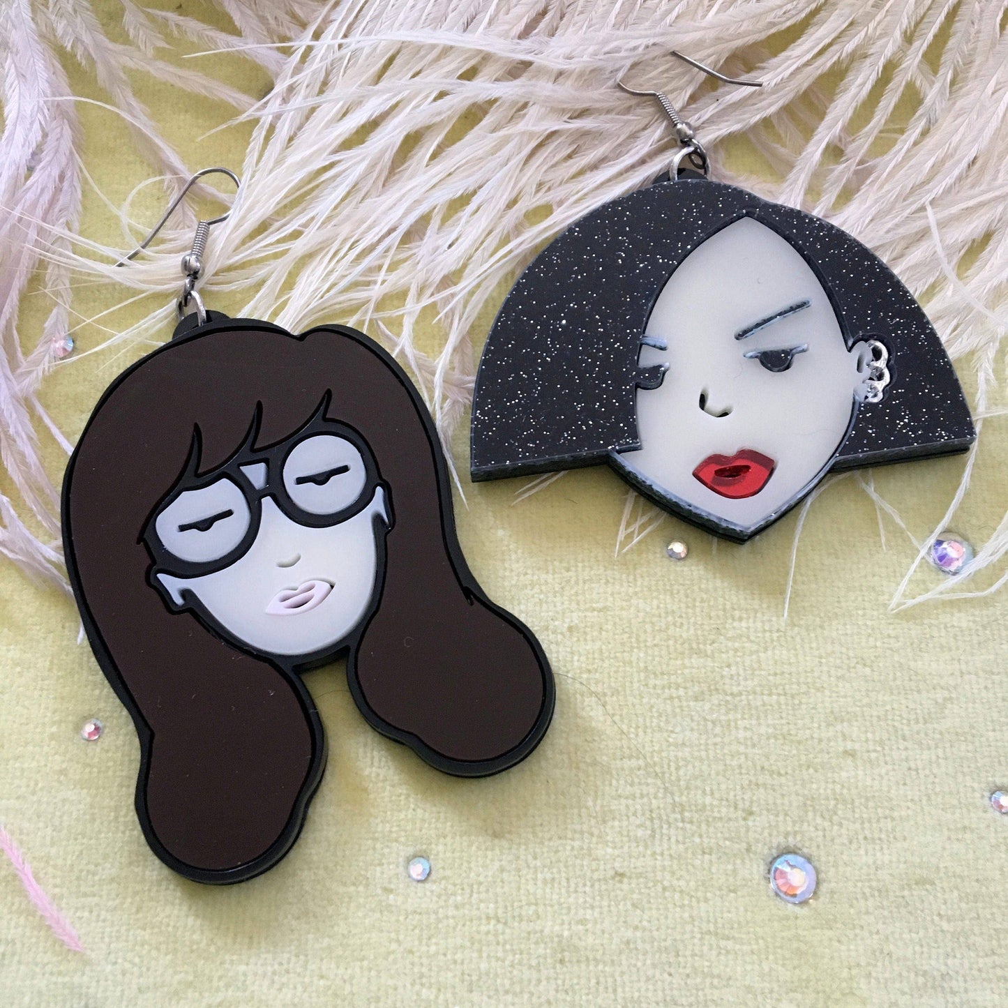 Daria And Jane Cartoon Laser Cut Acrylic Earrings, Laser Cut Acrylic, Plastic Jewelry