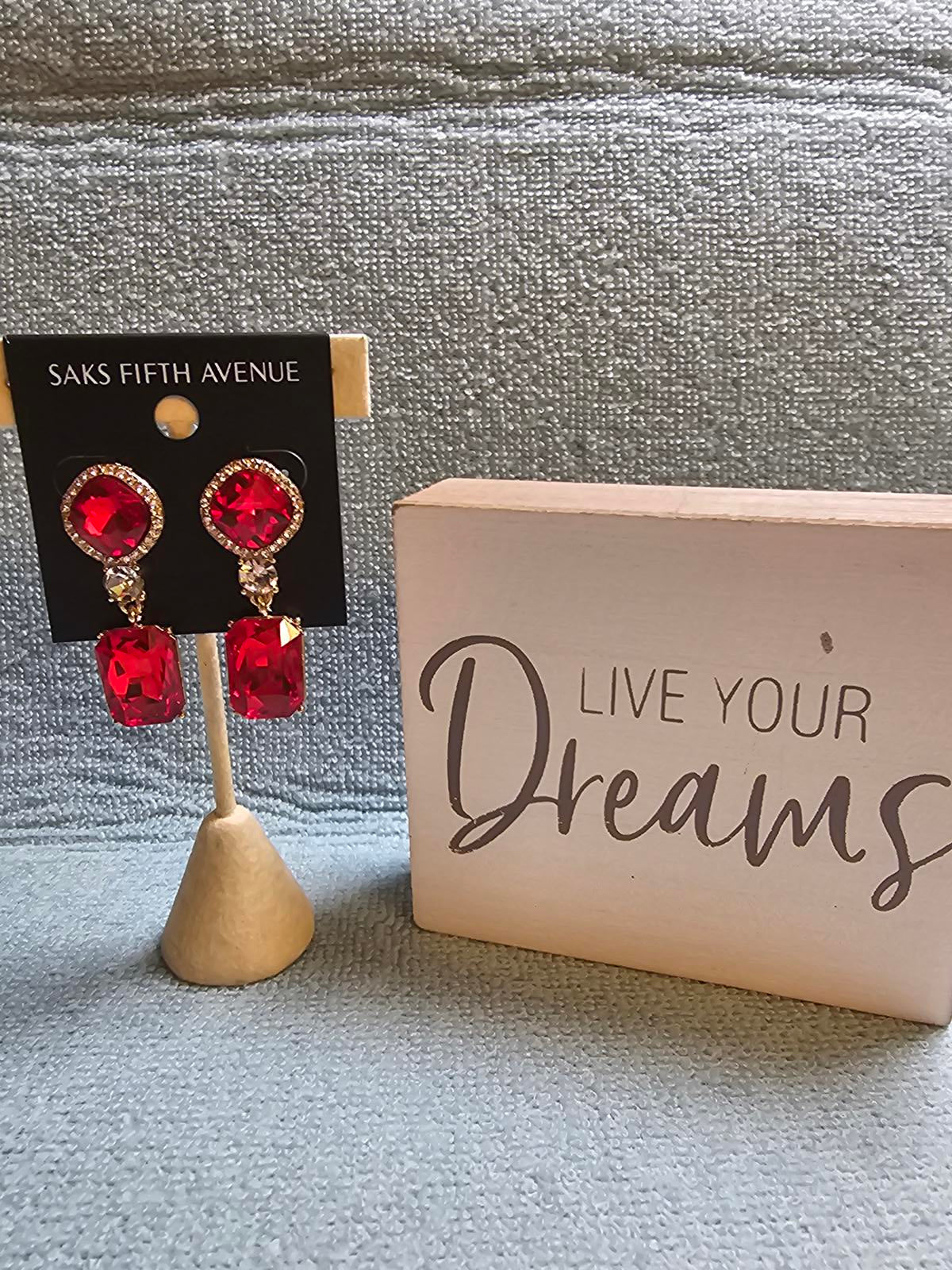 Saks Fifth Avenue Stunning Red Earrings