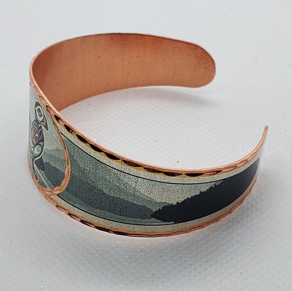Alaskan Native Puffin - Beautiful adjustable COPPER cuff bracelet. Alaskan Wildlife Jewelry.