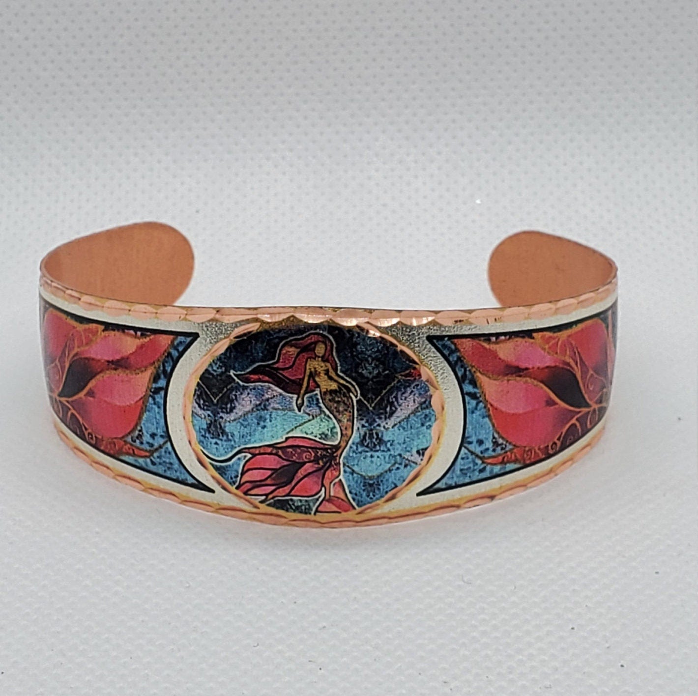 B - MERMAID - Beautiful adjustable COPPER cuff bracelet. Ocean/Seashore Jewelry.