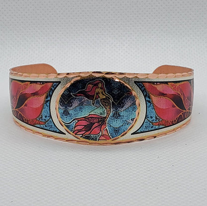 B - MERMAID - Beautiful adjustable COPPER cuff bracelet. Ocean/Seashore Jewelry.