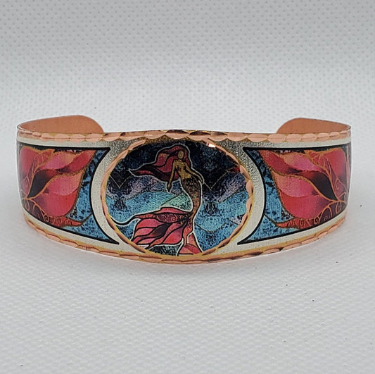B - MERMAID - Beautiful adjustable COPPER cuff bracelet. Ocean/Seashore Jewelry.