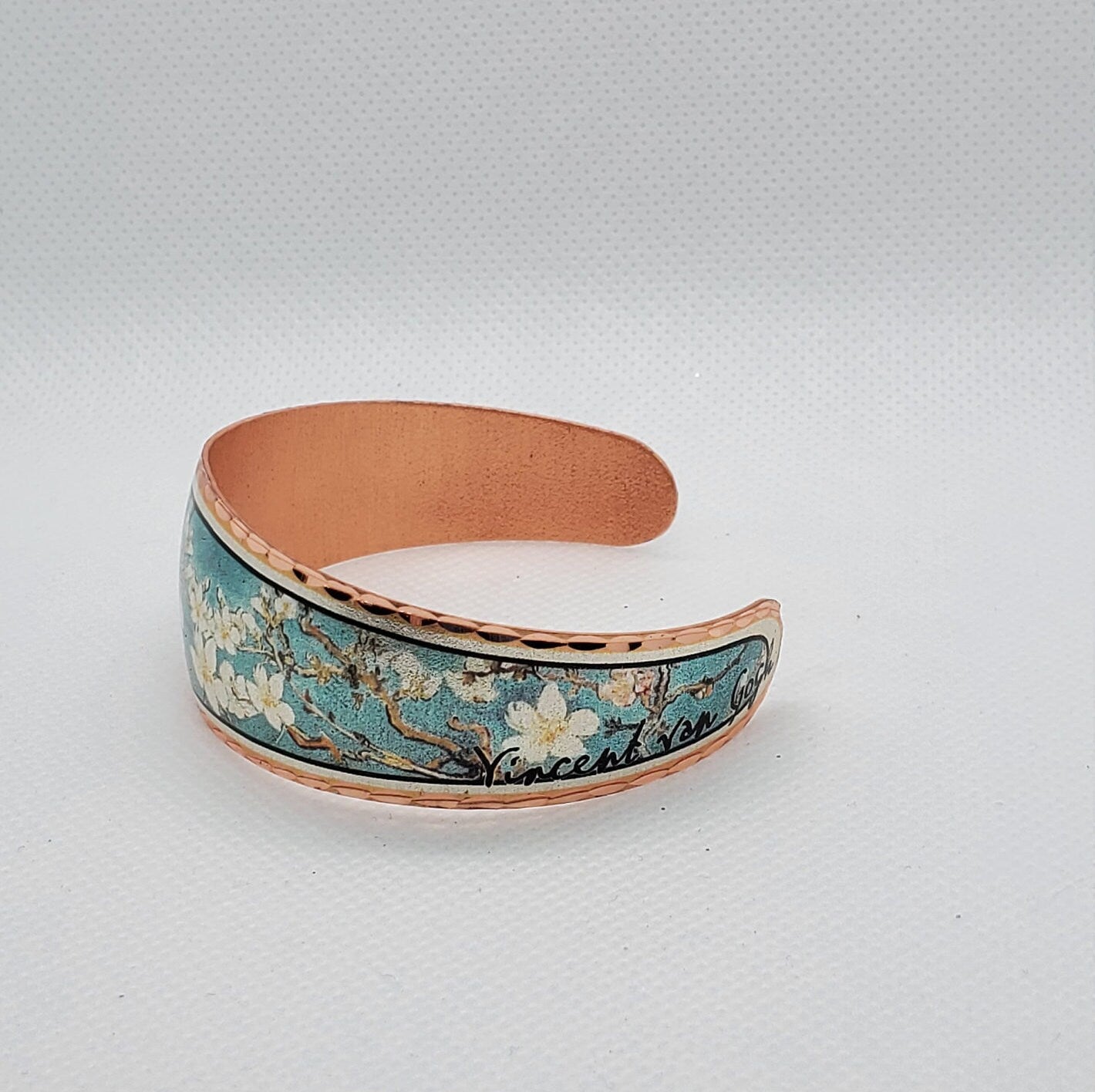 BR - Almond Blossoms, Inspired by Van Gogh - Beautiful adjustable COPPER cuff bracelet.