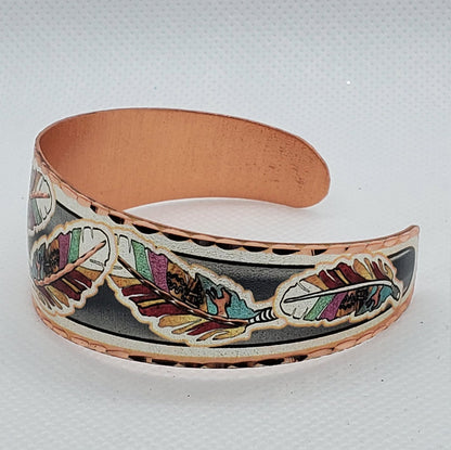 B - Copper Feather Art - Beautiful adjustable COPPER cuff bracelet.