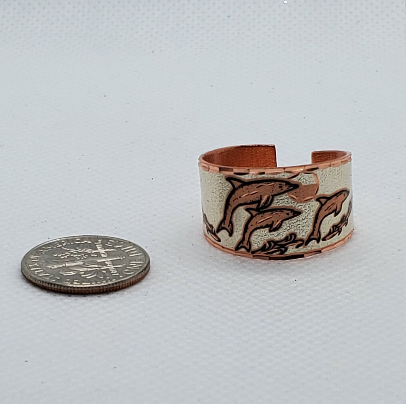 RI - Dolphin Ring - Beautiful adjustable COPPER ring.