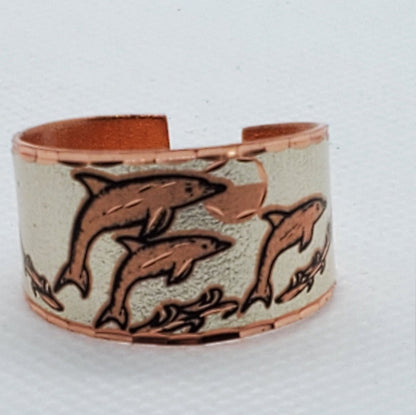 RI - Dolphin Ring - Beautiful adjustable COPPER ring.