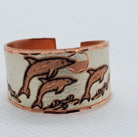 RI - Dolphin Ring - Beautiful adjustable COPPER ring.