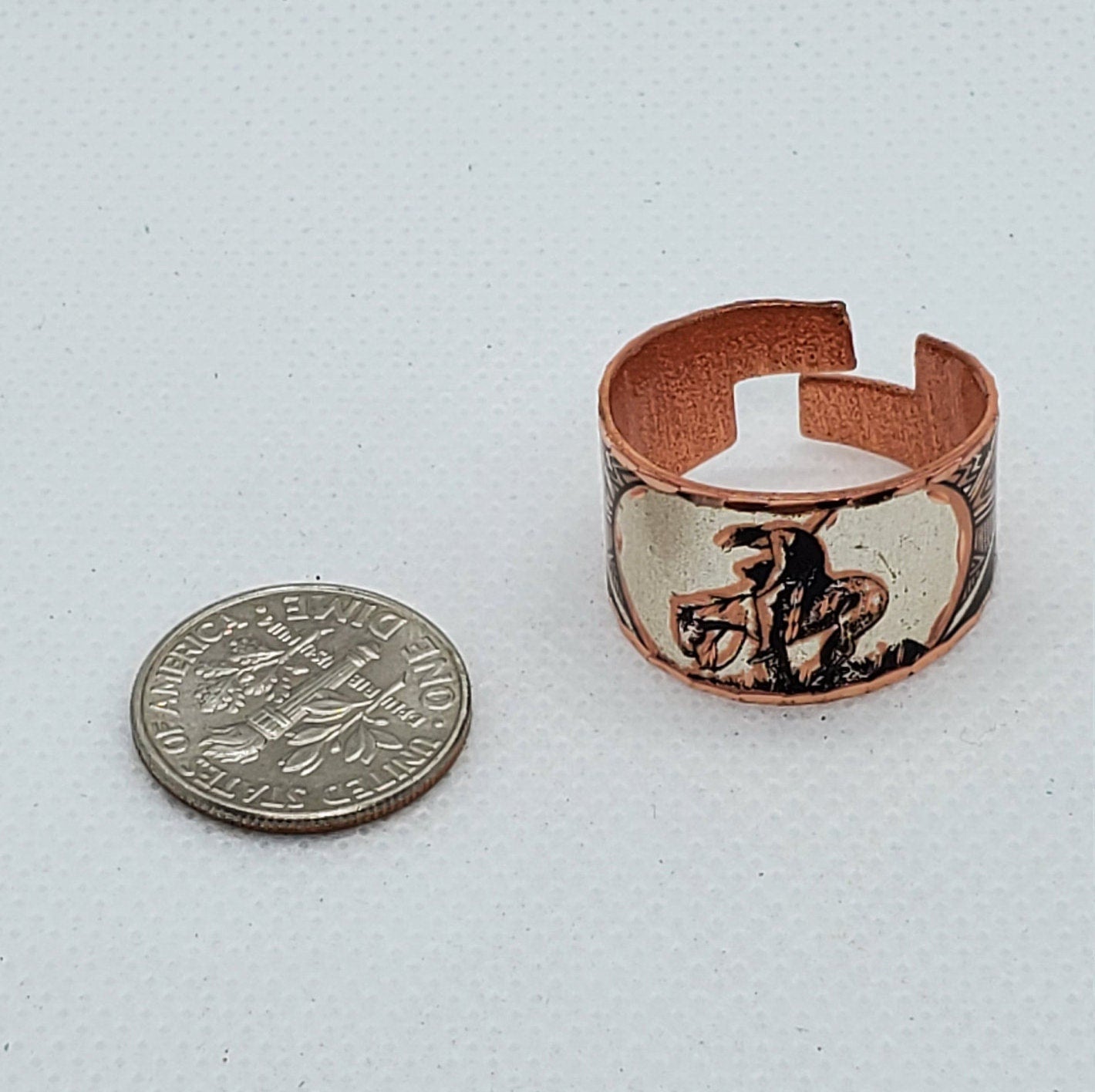 R - Native End of the Trail Inspired Ring - Beautiful adjustable COPPER ring.