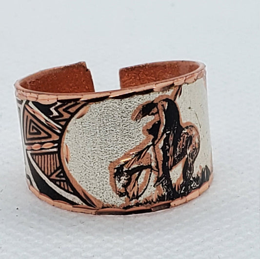 R - Native End of the Trail Inspired Ring - Beautiful adjustable COPPER ring.