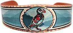 Alaskan Native Puffin - Beautiful adjustable COPPER cuff bracelet. Alaskan Wildlife Jewelry.