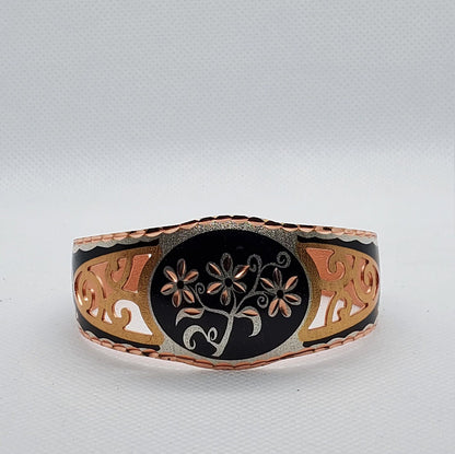 B - Filigree Floral - Beautiful adjustable COPPER cuff bracelet.