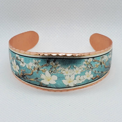 BR - Almond Blossoms, Inspired by Van Gogh - Beautiful adjustable COPPER cuff bracelet.