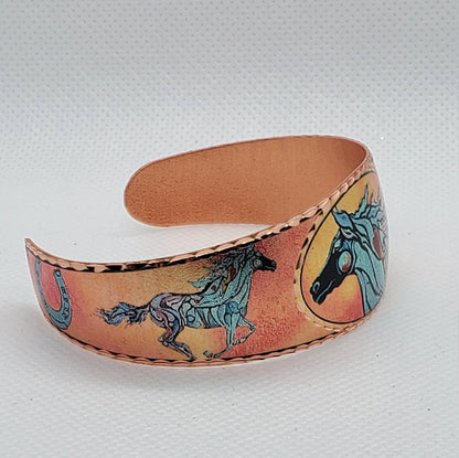 BR - Whimsical Horse Bracelet - Beautiful adjustable COPPER cuff bracelet.