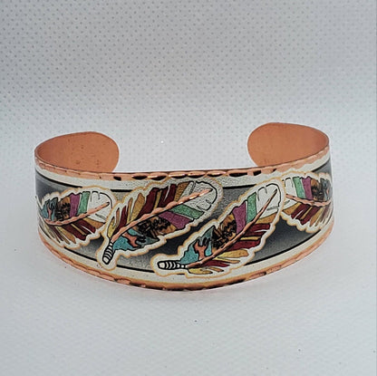 B - Copper Feather Art - Beautiful adjustable COPPER cuff bracelet.
