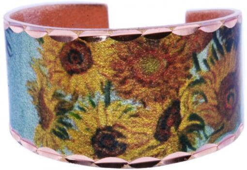 R - Van Gogh Inspired Sunflowers Ring - Beautiful adjustable COPPER ring.