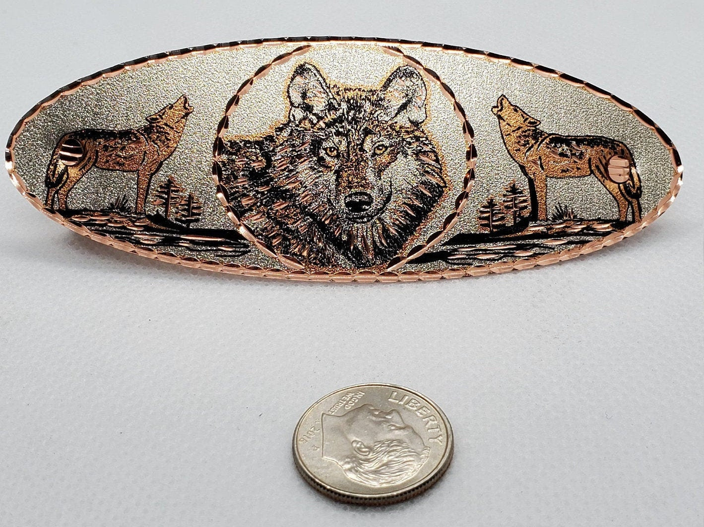 Handmade Copper Wolf Hair Clip - Beautiful COPPER Hair Barrette / Clip