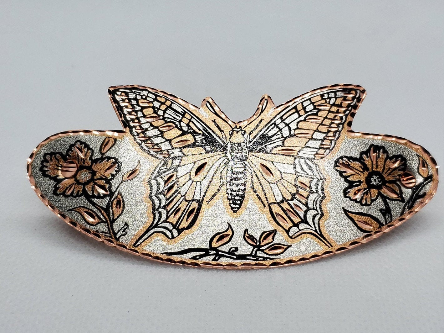 Monarch Butterfly Hair Clip - Beautiful COPPER Hair Barrette / Clip