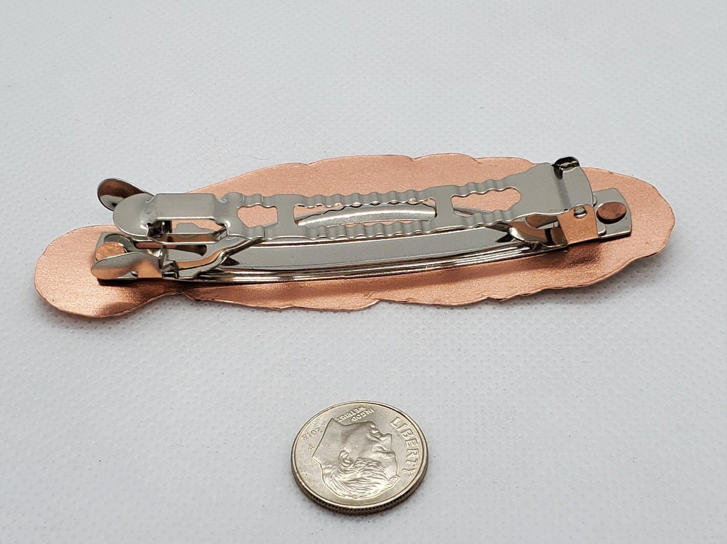 HC - Colorful Copper Feather and Horse Hair Clip - Beautiful COPPER Hair Barrette / Clip